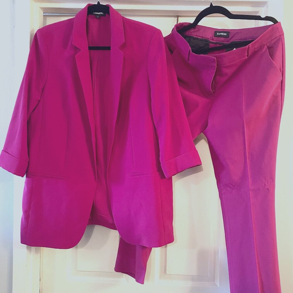 Express Pink Boyfriend Blazer Suit